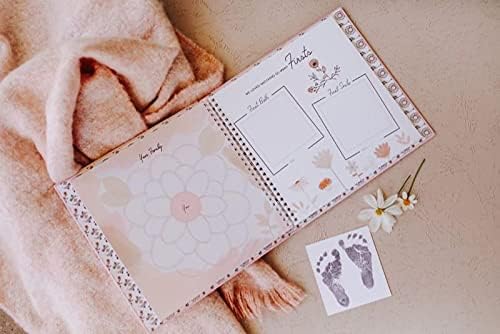 Lucy Darling Baby Memory Book – Wildflower Meadow | Floral Baby Girl First Year Journal & Photo Album | Luxury Keepsake Book for Milestones & Memories | Elegant Gift
