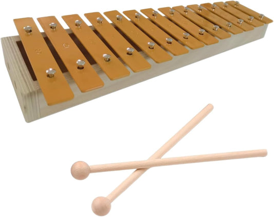 13 Keys Xylophone Cute Glockenspiel Metal Keys Percussion Rhythm Handheld Musical Instrument with 2 Mallets For Beginners&Music Education