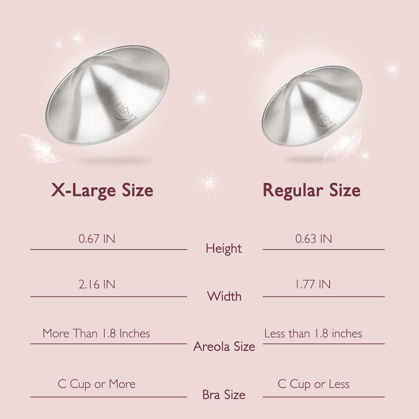 Boboduck The Original Silver Nursing Cups - 999 Silver Nipple Covers Breastfeeding - Protect and Soothe Sore Nipples - Breastfeeding Essentials Silver Nipple Guards with Soft Silicone Ring (X-Large)