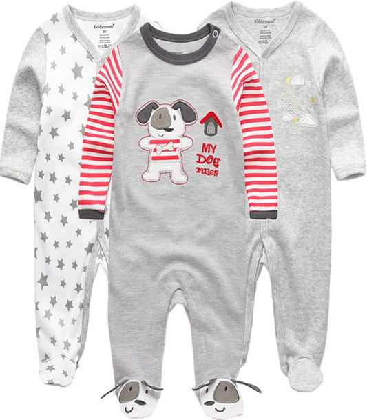 Kiddiezoom Baby and Toddler Boys'Snug Fit Footed One-Piece Romper Jumpsuit Cotton Cotton Footed Outfit