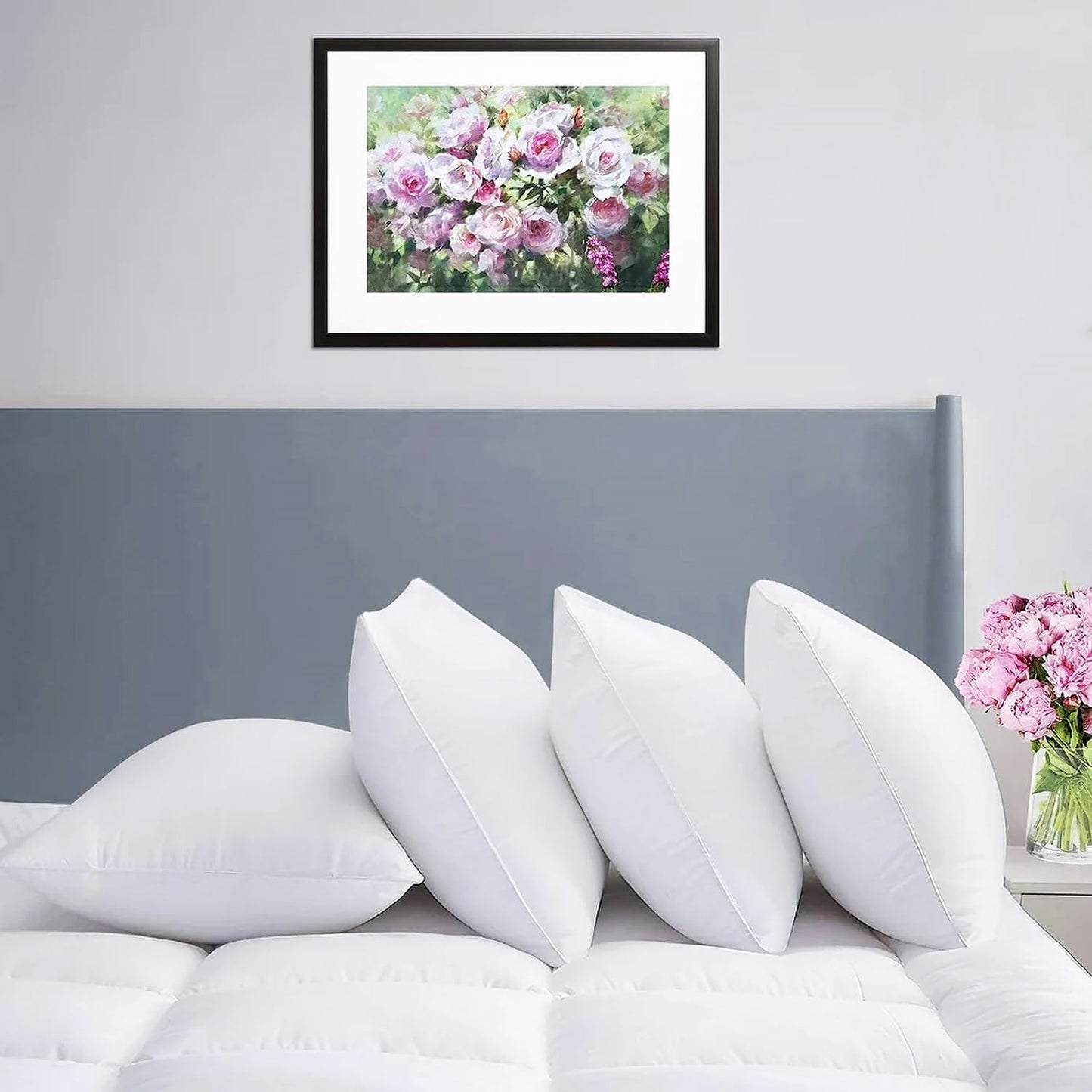 Hotel Collection Thick Bed Pillows Queen Size Set of 2 Soft Plush Fluffy Side Sleeper Pillow for Adults Back Sleeping High Loft Medium Firmness White 20x30 inches