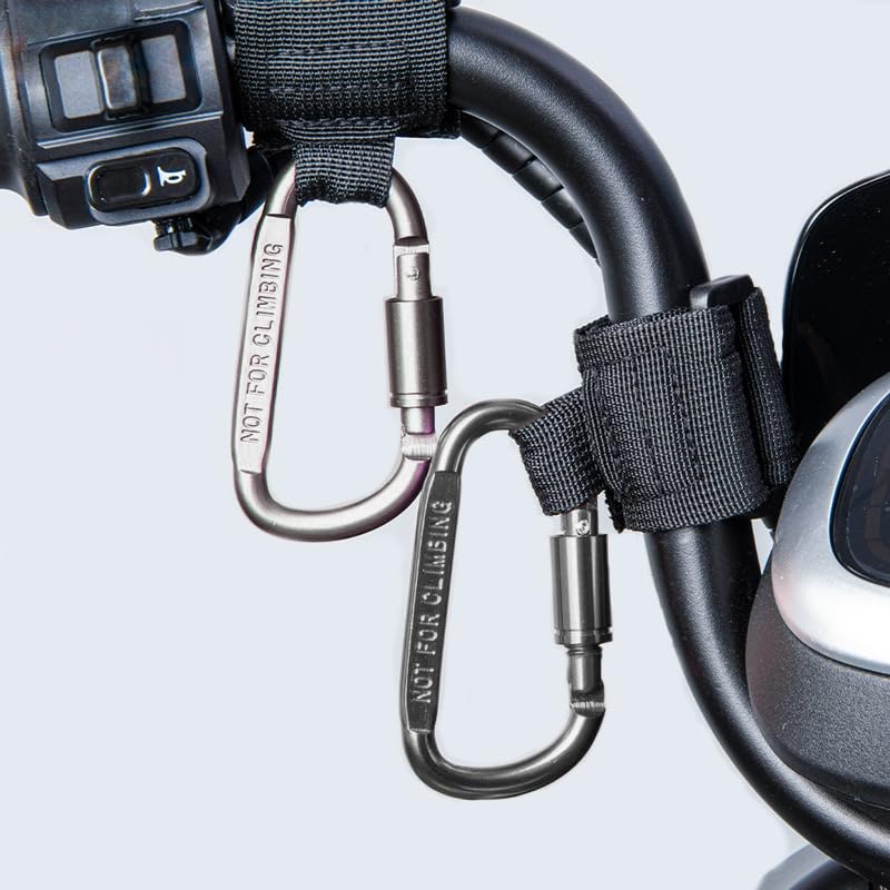 2 Pcs Baby Stroller Hook with Locking Mechanism, Carry 30 lbs per Stroller Carabiner Clip, Adjustable Baby Stroller & Car Seat Hook for Hanging Diaper Bag, Golf, Shopping and Pet Cart