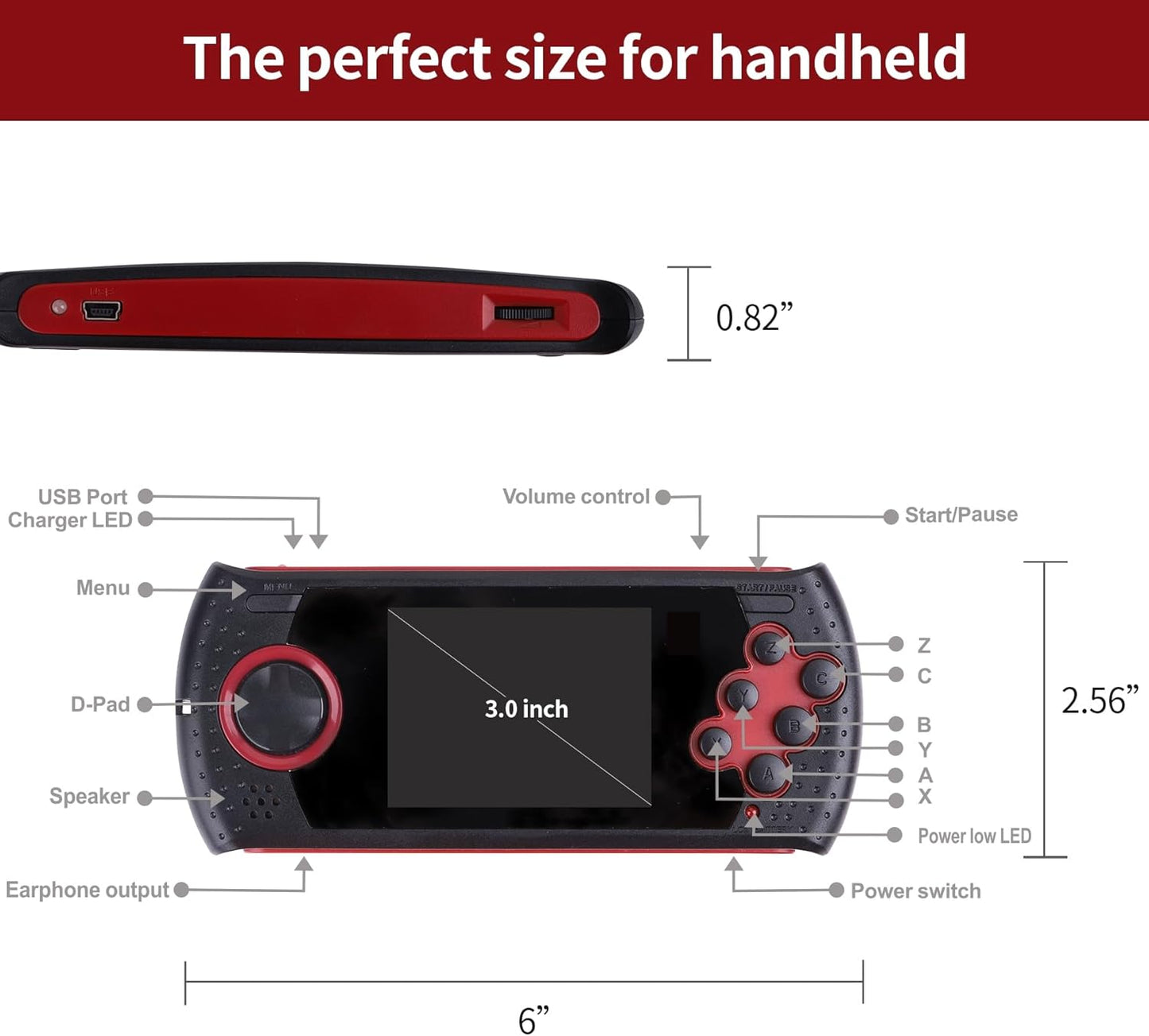 16 Bit Handheld Game for Kids Built-in 230 HD Classic Retro Video Games USB Rechargeable 3.0 Inch Childrens Travel Electronics Toys Portable Gaming Player System Gift for Boys Girls Ages 4-8-12