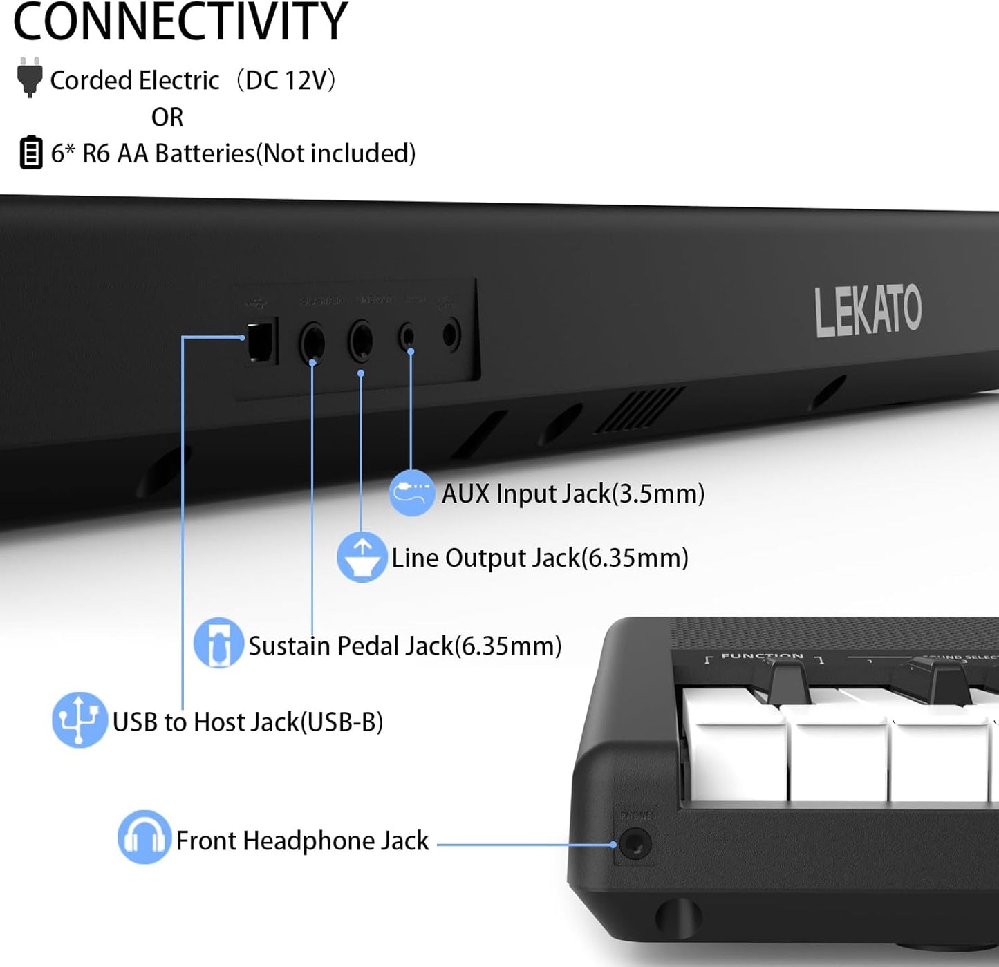 LEKATO 88 Keys Digital Piano, Semi Weighted Electric Keyboard Piano with 15W×2 Stereo Speakers, USB MIDI, AUX, 2 Headphone Jack, Reverb Split Layer Duet Mode, for Beginner Professional at Home Stage