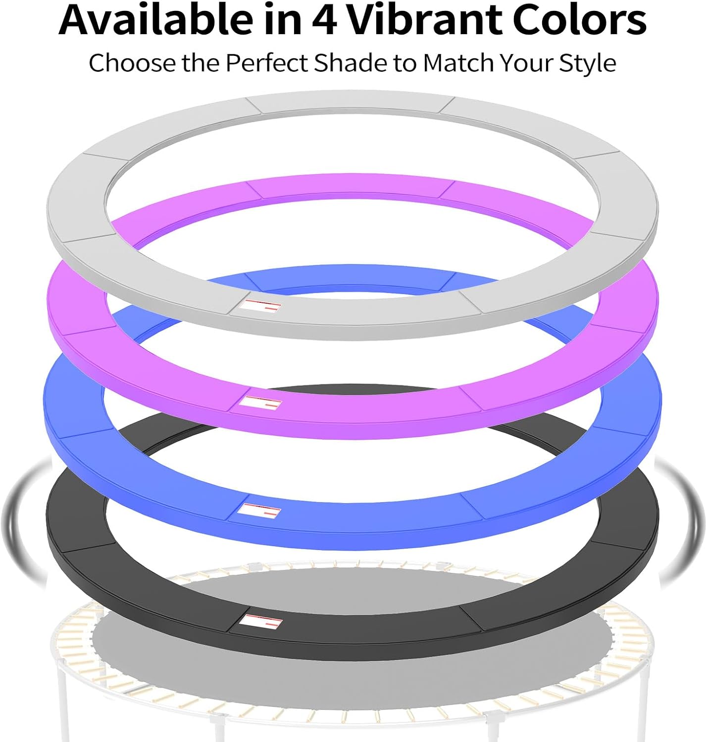 16FT/15FT/14FT/12FT/10FT Trampoline Safety Pad Replacement, Round Trampoline Spring Protection Cover, Fits 16FT/15FT/14FT/12FT/10FT Frames, Water-Resistant Trampoline Accessories