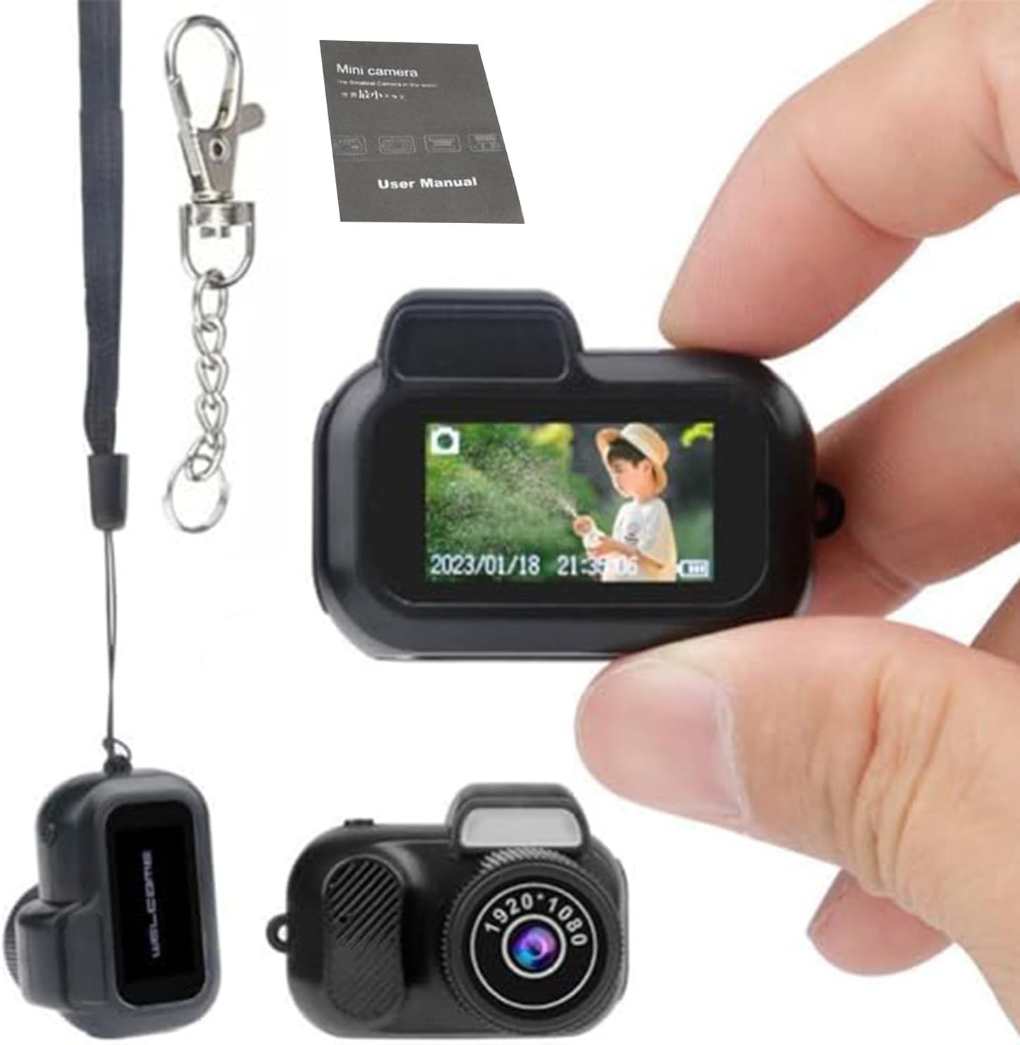 Keychain Camera, World's Smallest 1080P Hd Mini Camera llavero,Keychain Photo/Video Camera, Retro Portable Mini,100 Mins Battery Life, for Students, Kids (No Memory Card)