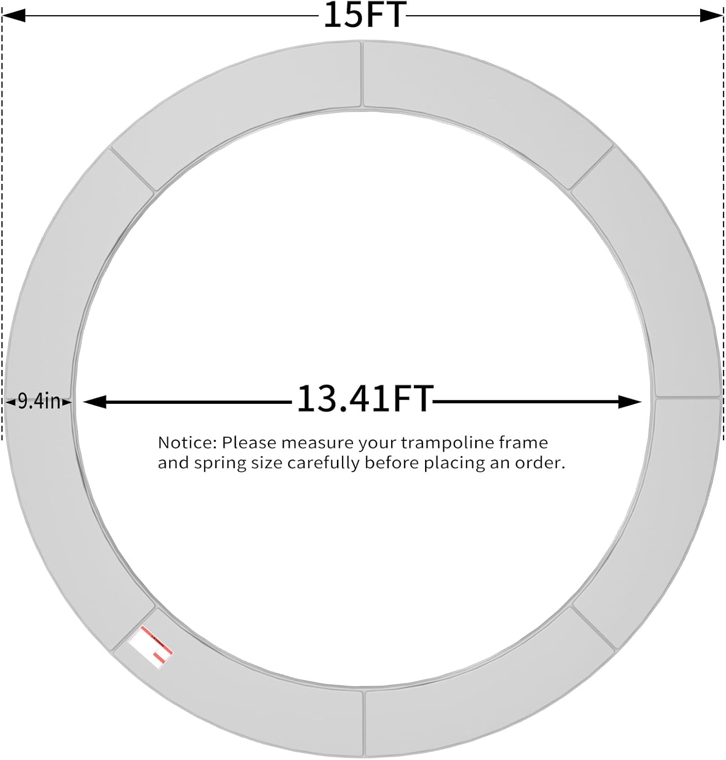 16FT/15FT/14FT/12FT/10FT Trampoline Safety Pad Replacement, Round Trampoline Spring Protection Cover, Fits 16FT/15FT/14FT/12FT/10FT Frames, Water-Resistant Trampoline Accessories