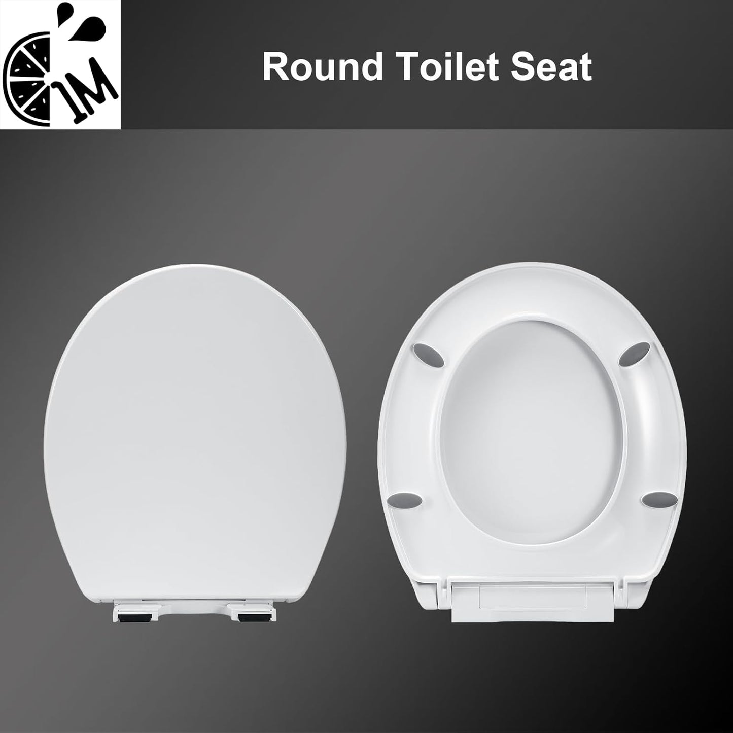 1M Soft Close Toilet Seat Round, Patented Quick Releasing for Easy Cleaning, Anti-Wiggling Design, Easy Installation