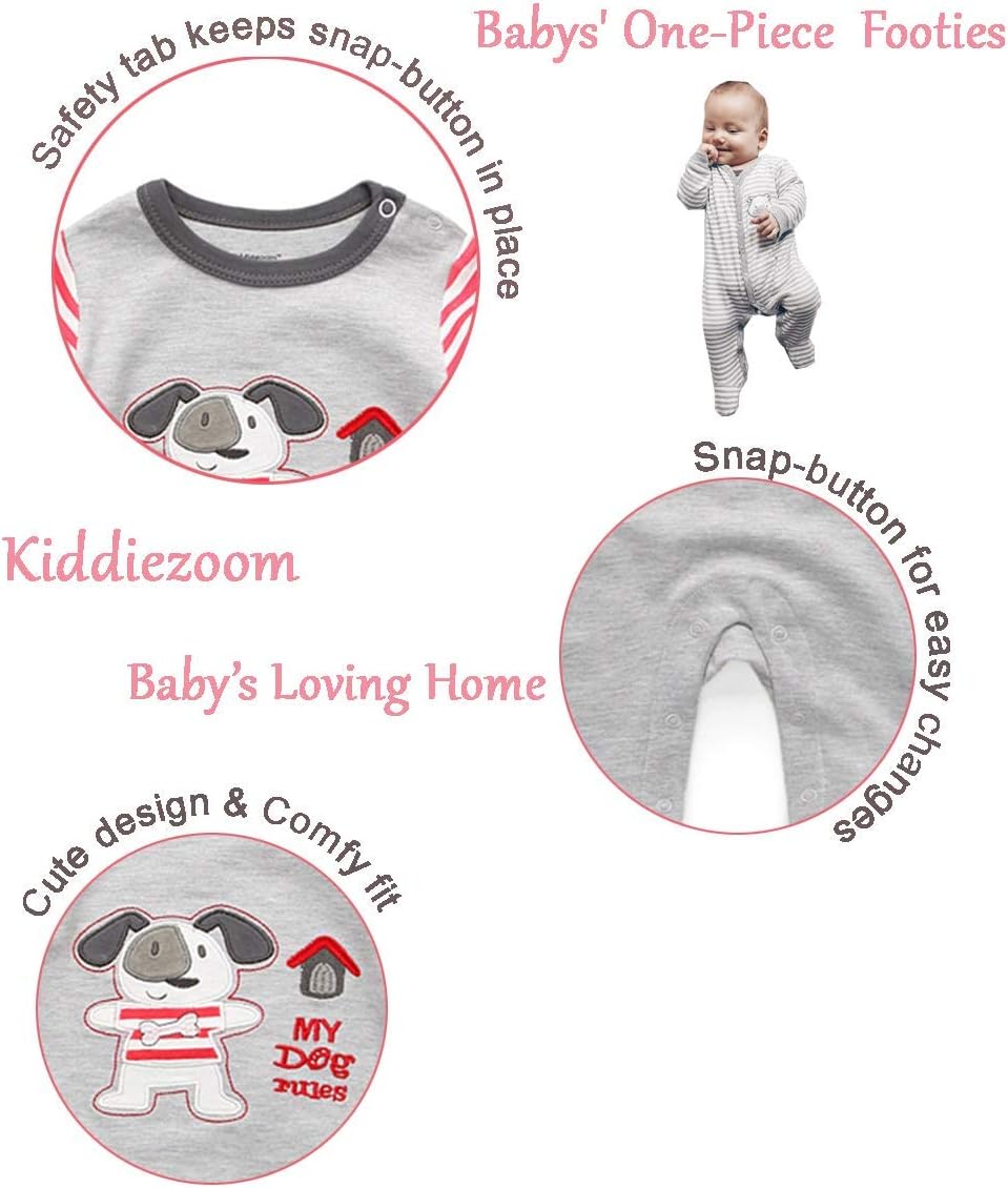 Kiddiezoom Baby and Toddler Boys'Snug Fit Footed One-Piece Romper Jumpsuit Cotton Cotton Footed Outfit