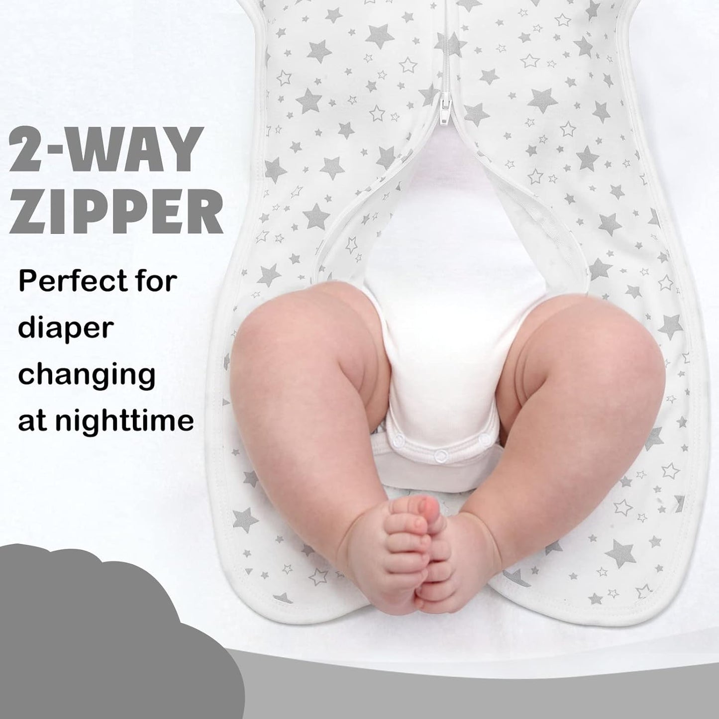 2 Pack Transition Swaddle with 2 Way Zipper, 2 in 1 Arms in/Out Transitional Arms Up Swaddle, 100% Cotton Newborn Swaddle Zipper Swaddles Baby Swaddling Sack Sleeping Sack 0-3 Months
