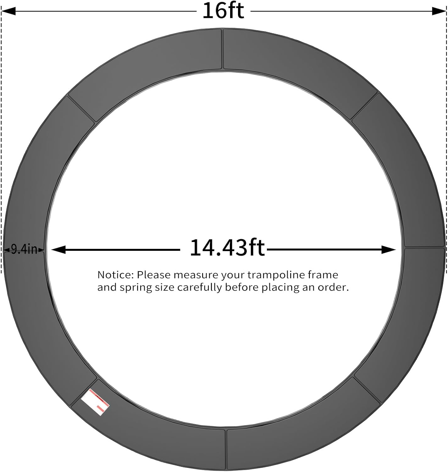 16FT/15FT/14FT/12FT/10FT Trampoline Safety Pad Replacement, Round Trampoline Spring Protection Cover, Fits 16FT/15FT/14FT/12FT/10FT Frames, Water-Resistant Trampoline Accessories