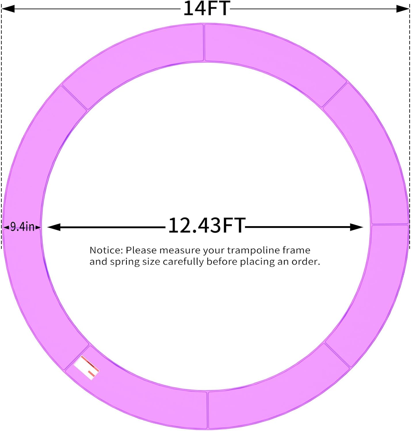 16FT/15FT/14FT/12FT/10FT Trampoline Safety Pad Replacement, Round Trampoline Spring Protection Cover, Fits 16FT/15FT/14FT/12FT/10FT Frames, Water-Resistant Trampoline Accessories