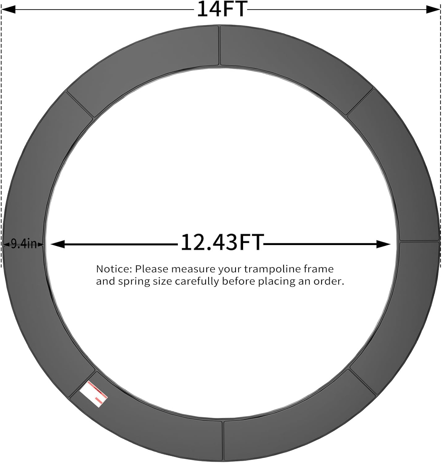 16FT/15FT/14FT/12FT/10FT Trampoline Safety Pad Replacement, Round Trampoline Spring Protection Cover, Fits 16FT/15FT/14FT/12FT/10FT Frames, Water-Resistant Trampoline Accessories