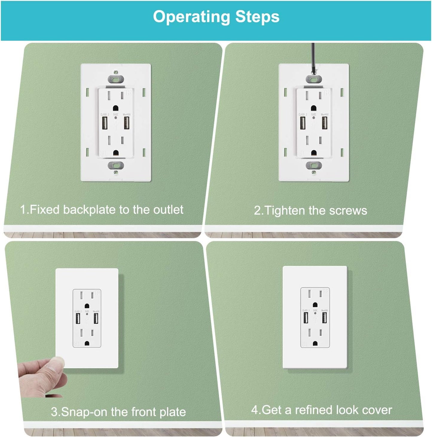 20 Pack 1-Gang Screwless Wall Plate, Decora Outlet Cover Plates, 4.57” H x 2.76” L, for Light Switch, Dimmer, GFCI, USB Outlet