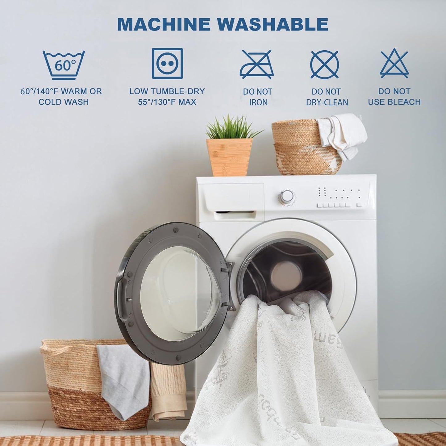 Waterproof Twin Size Mattress Protector, Mattress Pad Fitted 6"-15" Deep Pocket, 3D Air Fabric Bed Mattress Cover Noiseless Machine Washable