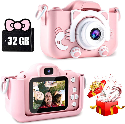 Kids Camera Toys for 3 4 5 6 7 8 9 10 11 12 Year Old Boys/Girls, Kids Digital Camera for Toddler with Video, Christmas Birthday Festival Gifts for Kids, Selfie Camera for Child, 32GB TF Card
