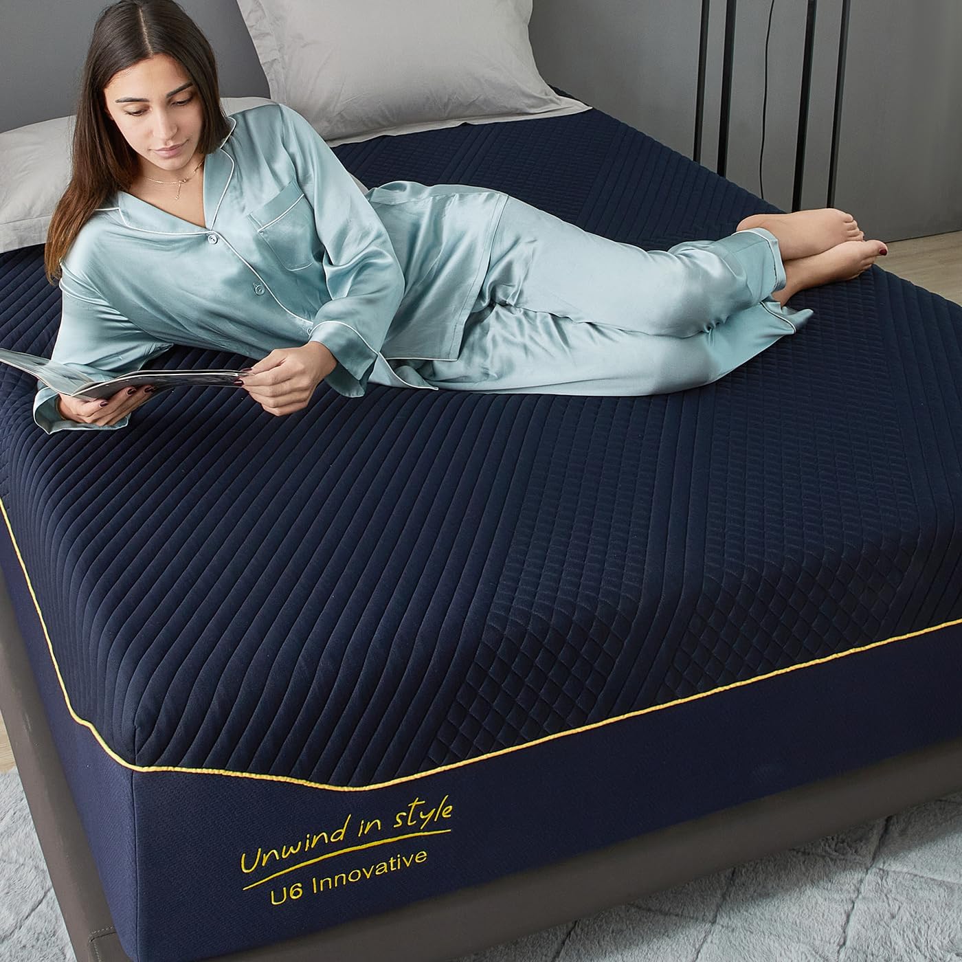 10 Inch Gel-Infused Memory Foam Mattress King Size,Medium Soft with Removable Washable Cover Cooling Gel Bed in a Box,CertiPUR-US Certified,80"X76"X10" Navy Blue