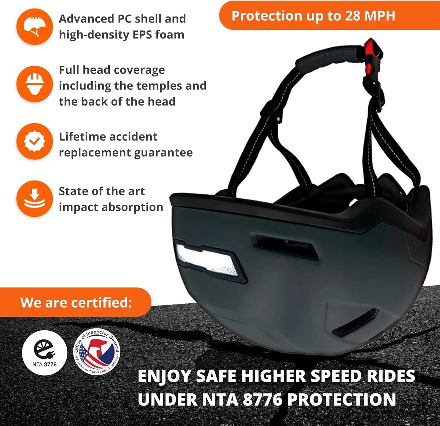 Kid Bike Helmets for Boys and Girls | Fit Head 51-54cm Circumference | CPSC & NTA-8776 Dual Certified | Multi-Sport Helmets with LED Lights, Magnetic Buckle, Detachable Visor