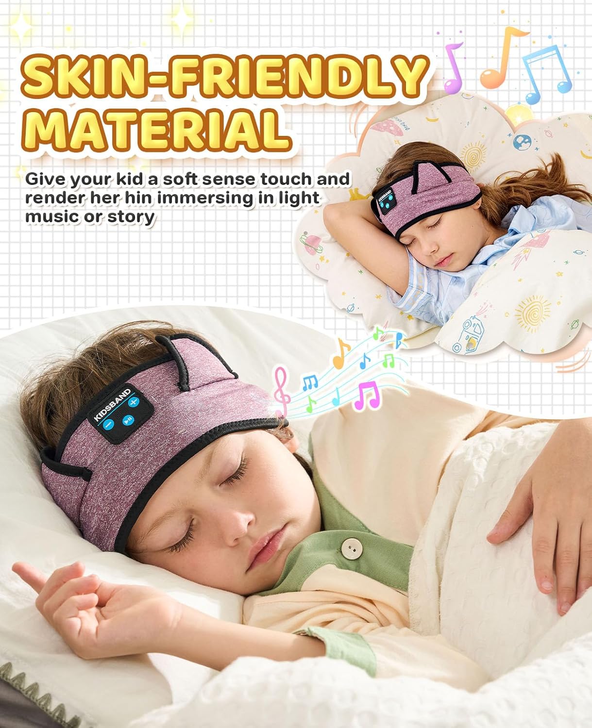 Kids Headphones, Bluetooth Headband Earphones for Children,Baby,Toddlers.Kids Headband Headphones for Home,Plane & Car Travel Accessories with Wired Playback 3.5 MM Jack, Wireless & Wired Palyback
