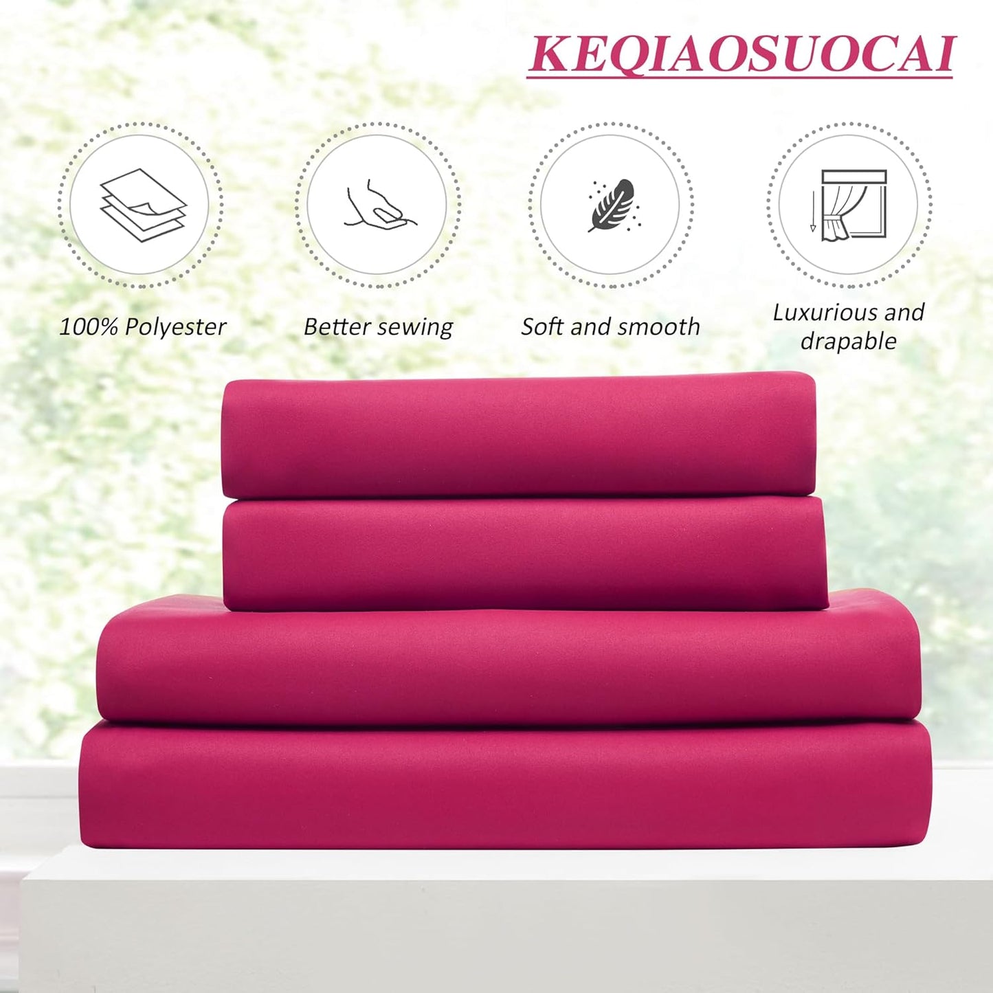 KEQIAOSUOCAI Raspberry Fushia Pink Curtains 102 Inches Long Pinch Pleated with Hooks,Room Darkening Sound Reducing Drapes Light Blinds for Bedroom Living Room(Magenta Hot Pink, 2 Panels, W40 x L102)