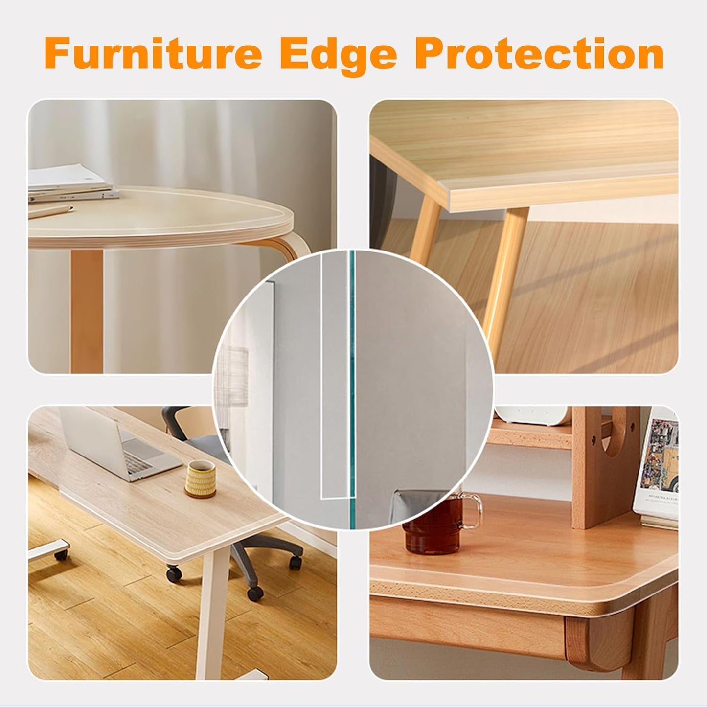 1.57 in x 6.6 FT,Clear Edge Protector Strip Sharp Edge Wrap Cover Tape,Self Adhesive Protective Bumper Guards for Cabinet Door Desk Glass Table Bed Furniture, Kitchen Countertop, Waterproof