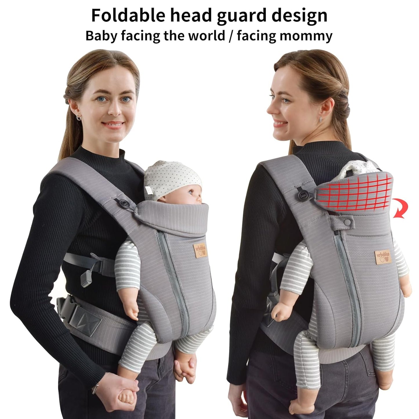 New Upgrade Ergonomic Baby Carrier Newborn Toddler Wrap Carrier,Hands Free Baby Sitting Sling,Breathable,Perfect for Infants/Chest Sling for Babies Shower Gift (Striped Dark Grey, Upgrade-with Belt)