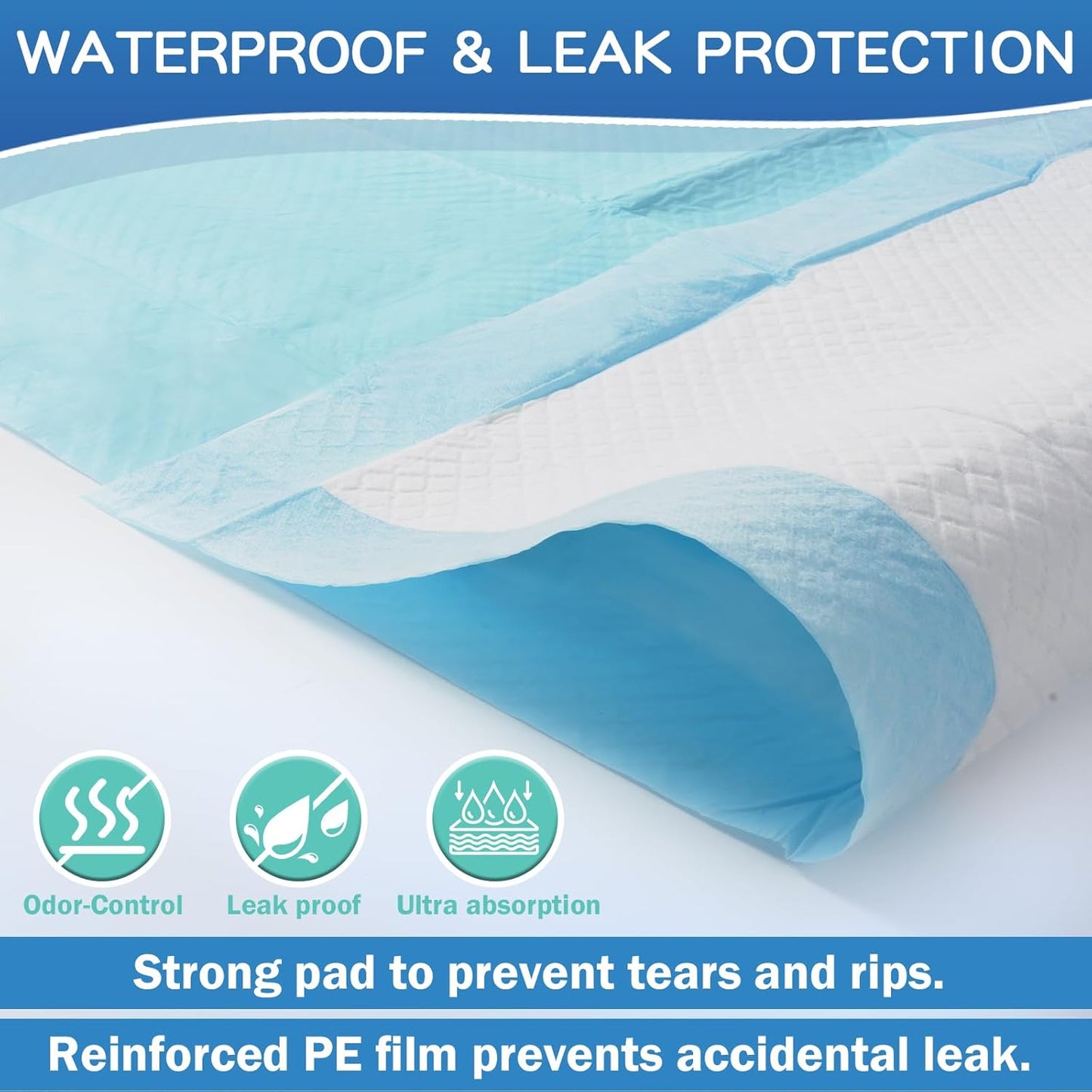 100 Count Premium Chucks Pads 22"x23" Disposable, Ultra Absorbent Adults Incontinence Underpads Leakproof, Waterproof Puppy Training Pee Pads Leakproof, Baby Changing Liner