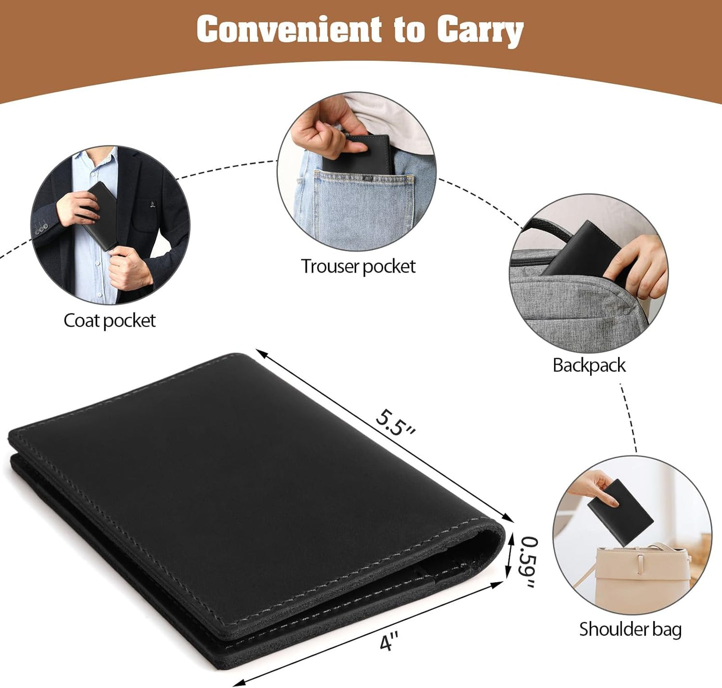 Jack&Chris Leather Passport Holder, Handmade Passport cover, Travel Wallet Cover Case for Men and Women, Leather Travel Documents Organizer Protector, JC107