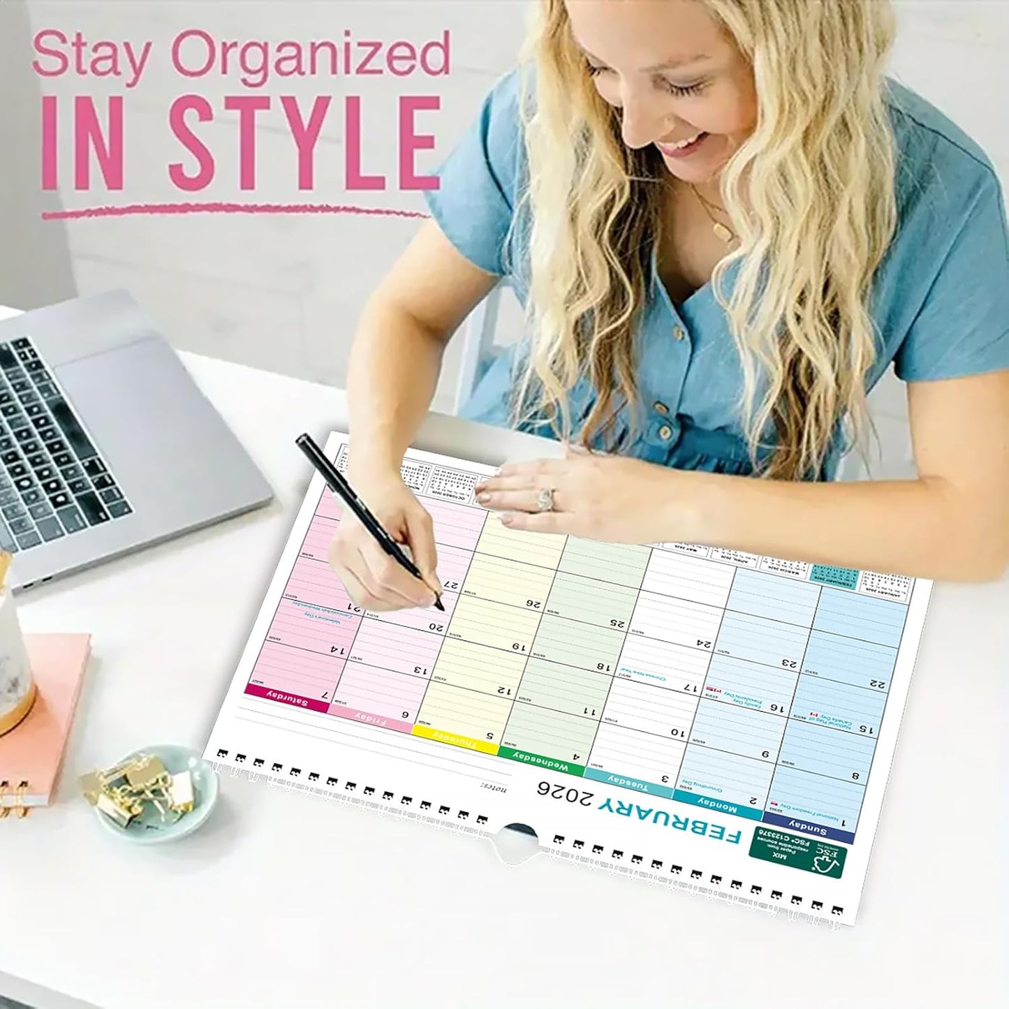 BOCT Wall Calendar 2025-2026 - Includes July 2025 to December 2026-18 Monthly Daily Planner 13 x 9.6 Inches, Julian Dates for New Year Christmas Gifts