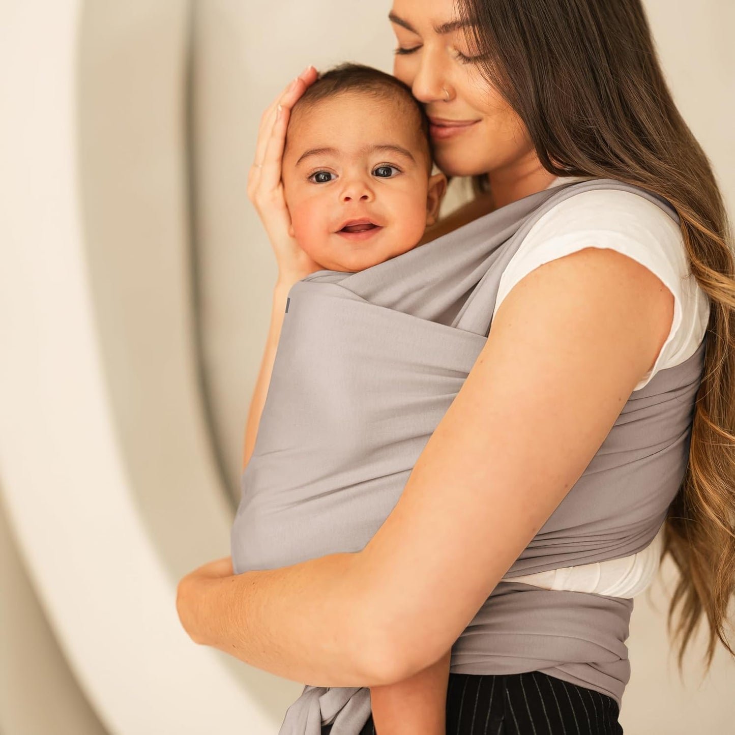 Moby Basics Baby Wrap Carrier for Newborns to Toddlers (8-33lbs), Infant Sling Carrier, Lightweight & Hands Free Design, Adjustable for All Body Types (Morning Dove)