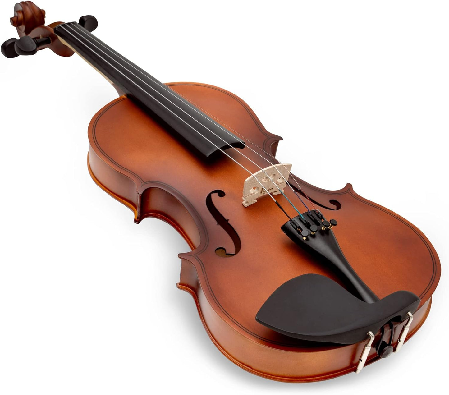 1/4 Size Violin Set for Beginner, Acoustic Violin 1/4 Outfit with Starter Kit for Student (Hard Case, Bow, Rosin, Extra Violin Strings 1/4 Full Set, Shoulder Rest, Clip-on Tuners) - Matte Brown