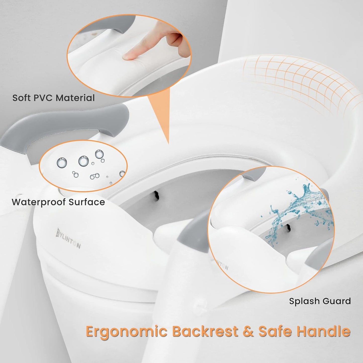 JASSONE® Potty Training Seat, Toddler Step Stool, 2 in 1 Potty Training Toilet for Kids, Baby Seat with Splash Guard and Anti-Slip Pad for Boys Girls Potty Training, Grey