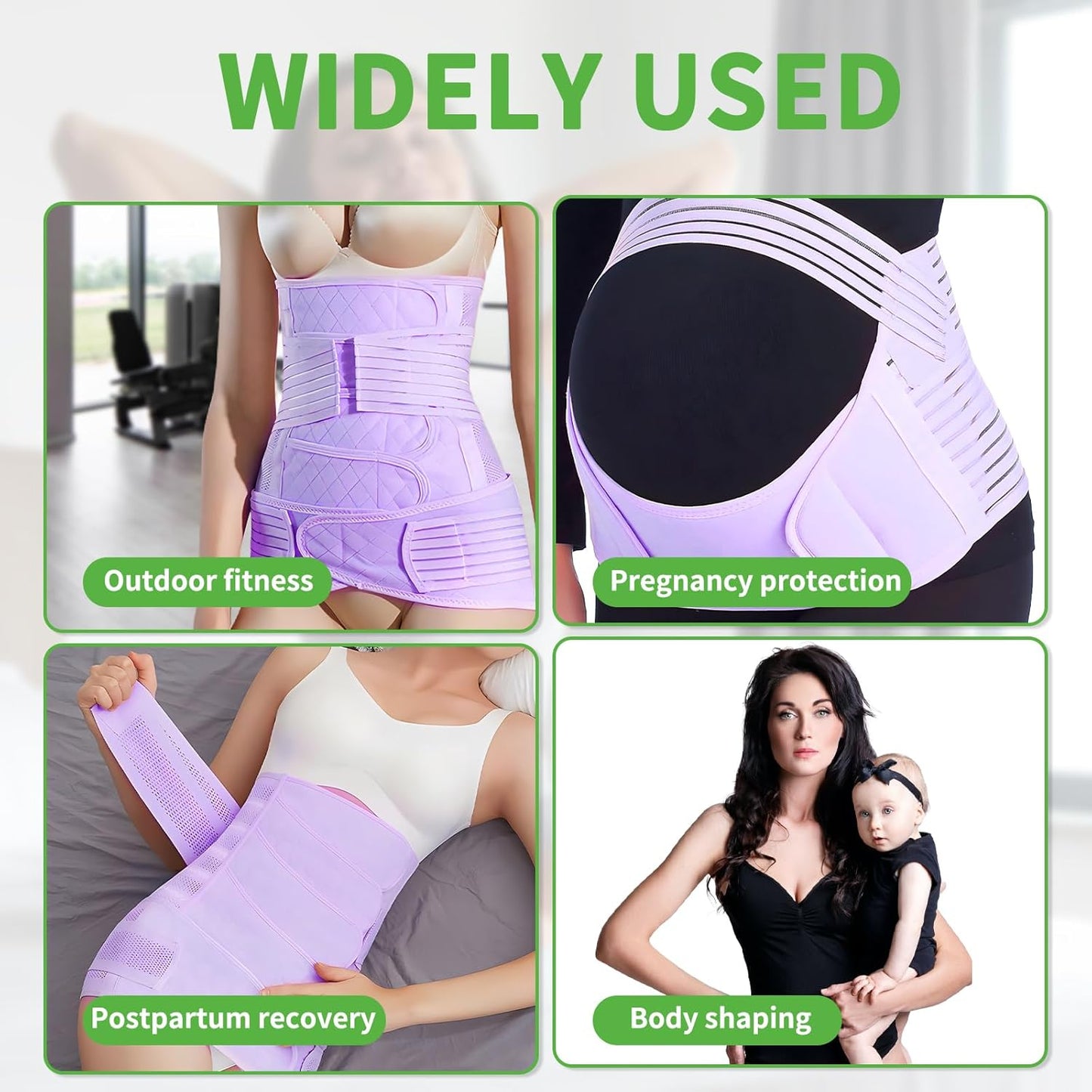 2 in 1 Postpartum Belly Band Wrap Purple, C-Section Support Belt XX-Large, Post Partum Support Recovery Waist/Pelvis Belt, Hysterectomy Belly Band Binder Girdle Stomach