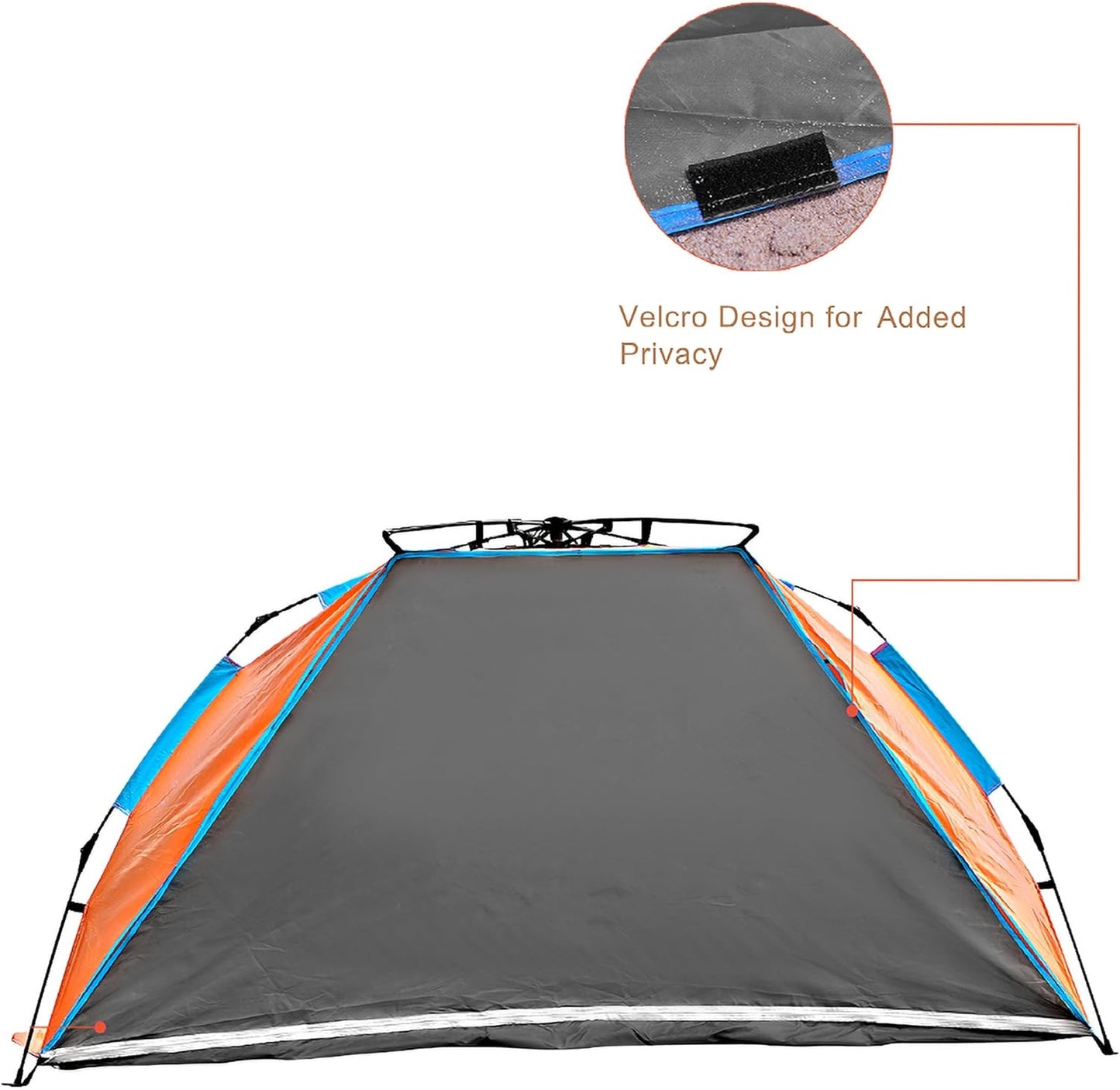 Oileus X-Large 4 Person Beach Tent Sun Shelter - Portable Sun Shade Instant Tent for Beach with Carrying Bag, Stakes, 6 Sand Pockets, Anti UV for Fishing Hiking Camping, Waterproof Windproof, Orange