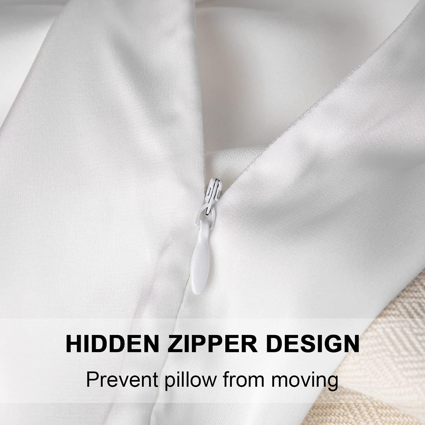 2 Pcs Mulberry Silk Pillowcase for Hair and Skin,Cooling Silk Pillow Case with Hidden Zipper,Allergen Proof Dual Sides Soft Breathable Smooth Silk Pillow Cover for Women(Queen-2PCS,White)
