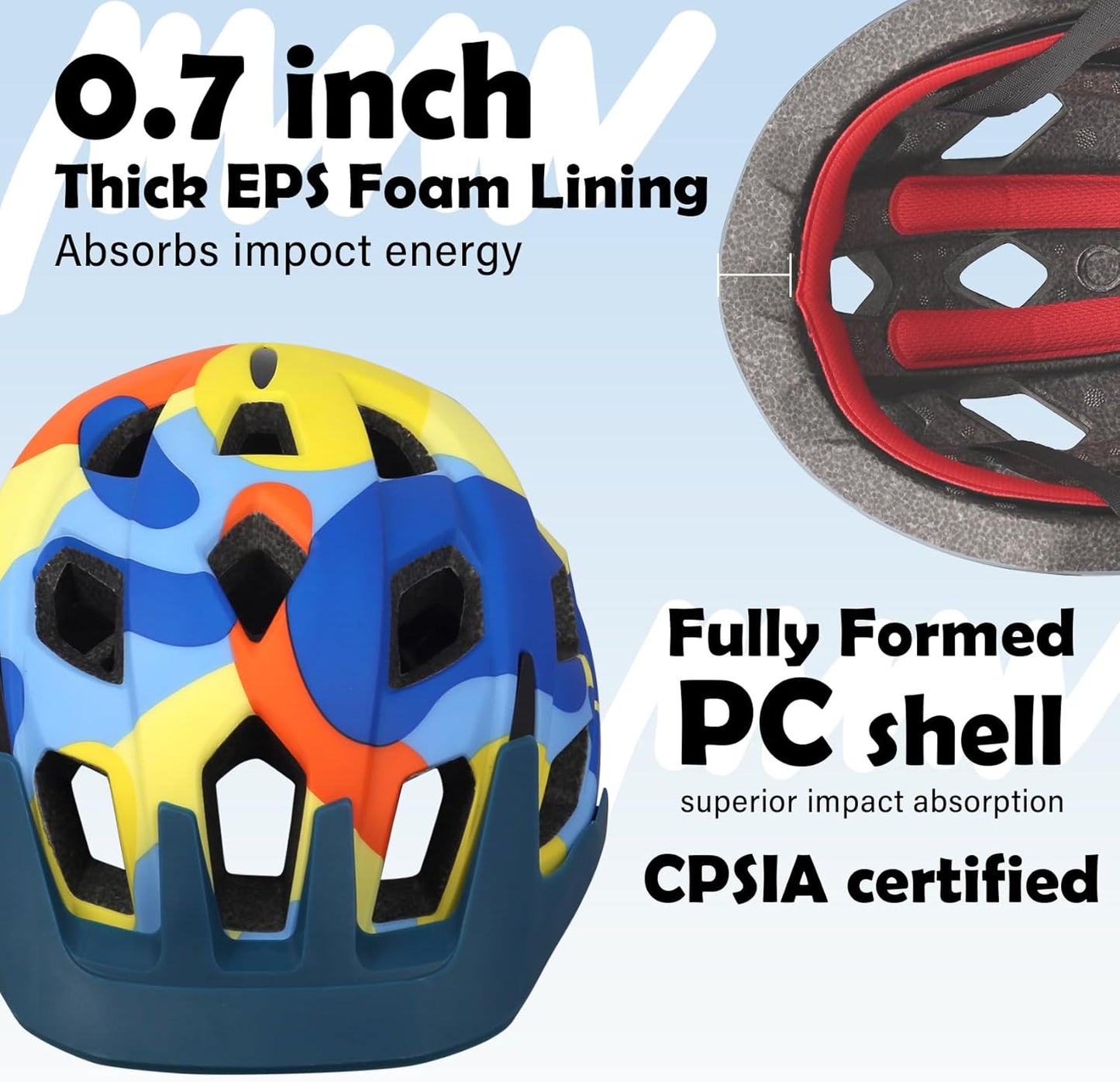 Kids Bike Helmet, 2 Size Adjustable for Youth Toddler Boys & Girls 3-5-8-10-12-14 Years, Child Helmets with Visor for Skating Cycling Scooter