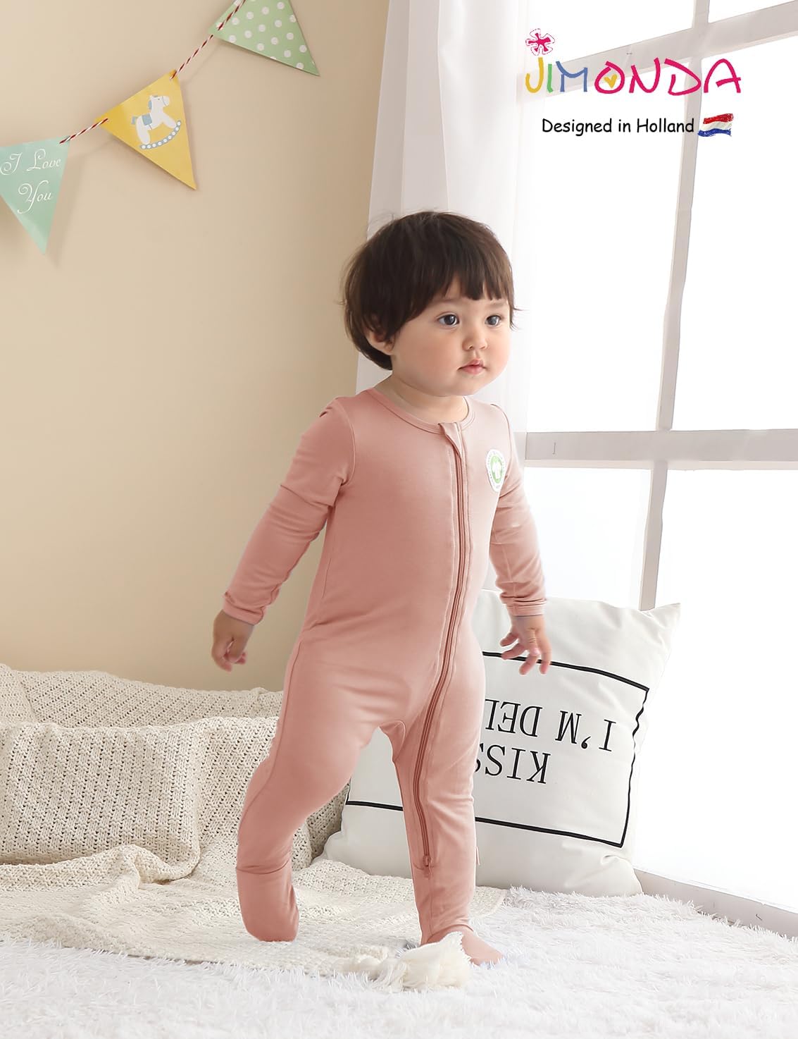 Jimonda Bamboo Baby Pajamas,Unisex Boys Girls One-Piece Footies,Long Sleeve Sleepers 2-Way Zip closure Romper