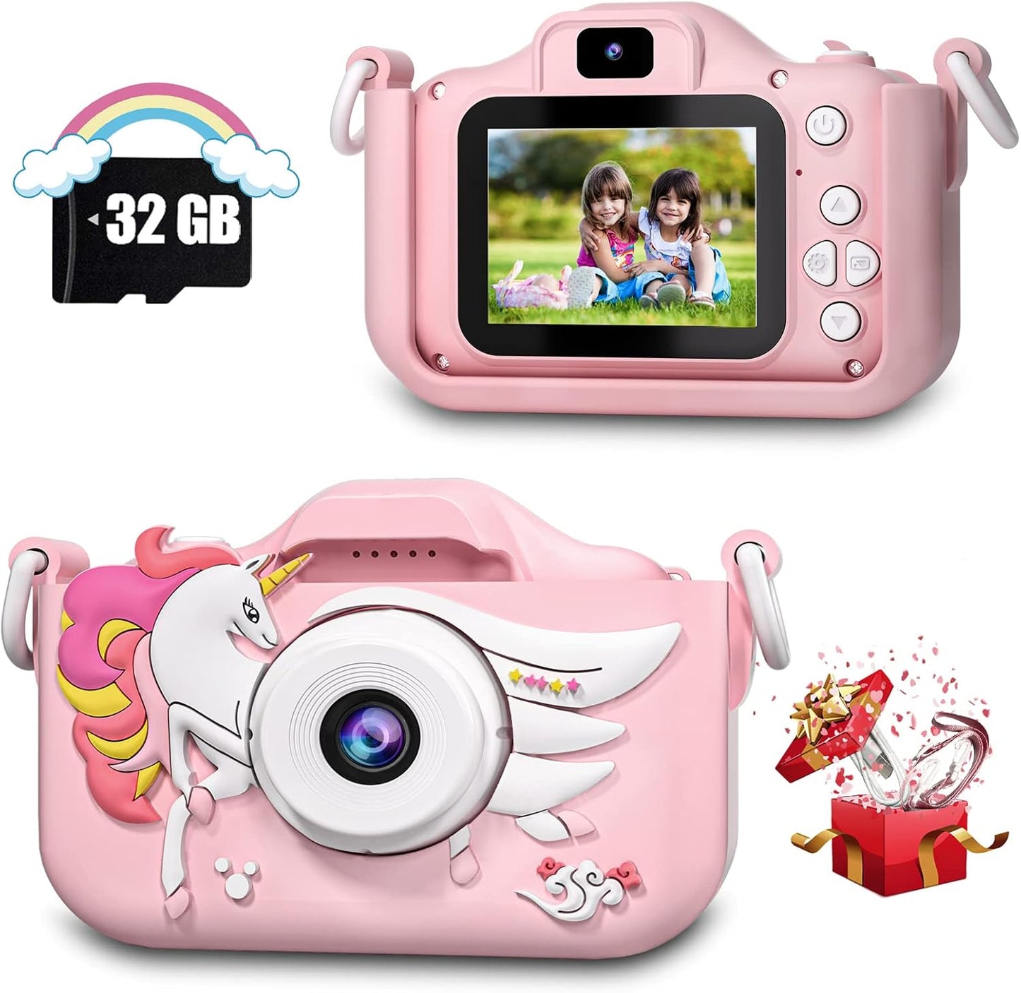 Kids Camera Toys for 3 4 5 6 7 8 9 10 11 12 Years Old Boys/Girls, Kids Digital Camera for Toddler with Video, Birthday Festival for Kids, Selfie Camera for Child, 32GB TF Card