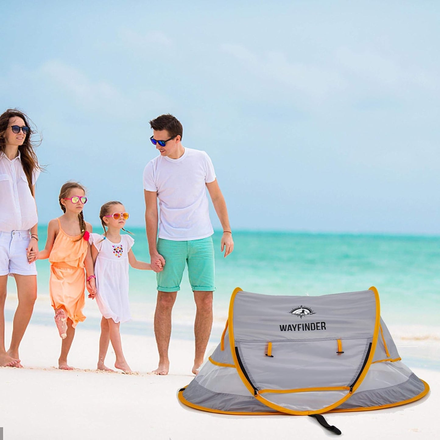Poray Portable Baby Beach Tent with UPF 50+ Sun Shelter,Mosquito Net and Sunshade, Ideal Pop Up Kids Travel Tent with Carry Bag & 2 Stakes,Outdoor Indoor Play and Sun Protection
