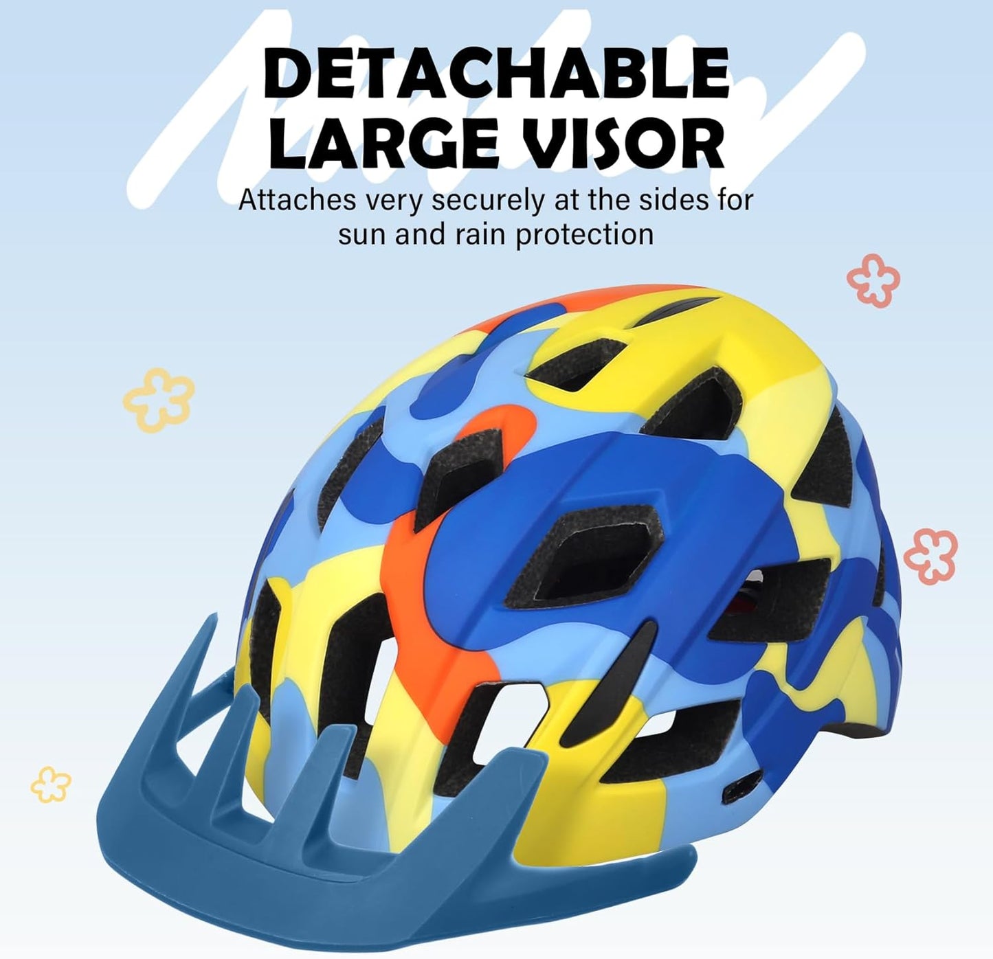 Kids Bike Helmet, 2 Size Adjustable for Youth Toddler Boys & Girls 3-5-8-10-12-14 Years, Child Helmets with Visor for Skating Cycling Scooter