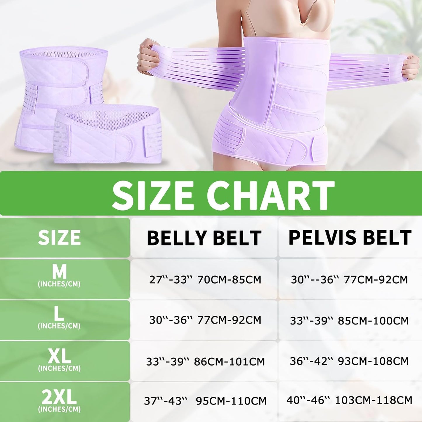 2 in 1 Postpartum Belly Band Wrap Purple, C-Section Support Belt XX-Large, Post Partum Support Recovery Waist/Pelvis Belt, Hysterectomy Belly Band Binder Girdle Stomach