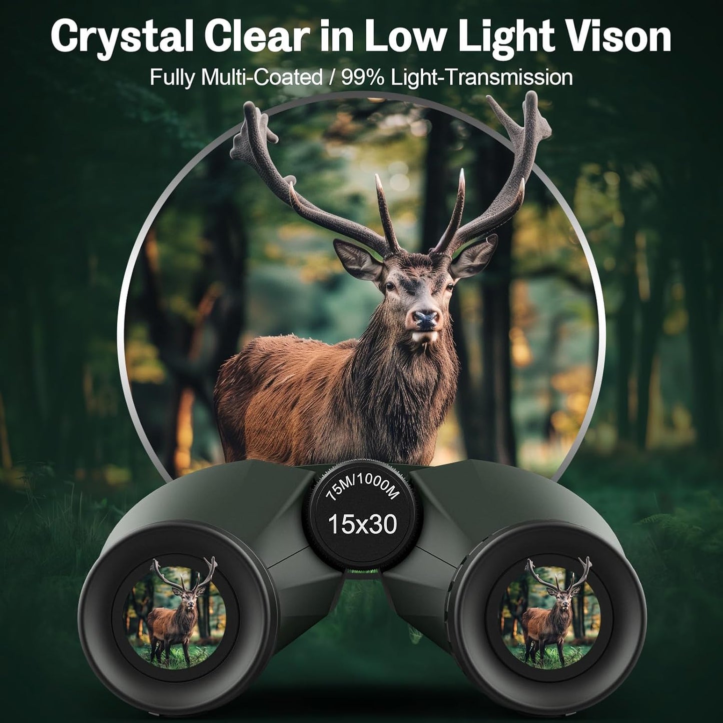 15x30 Compact Binoculars for Adults and Kids - Occer Large View High Powered Binoculars for Bird Watching - Lightweight Easy Focus Binocs with Low Light Vision for Hunting Cruise Ship Travel