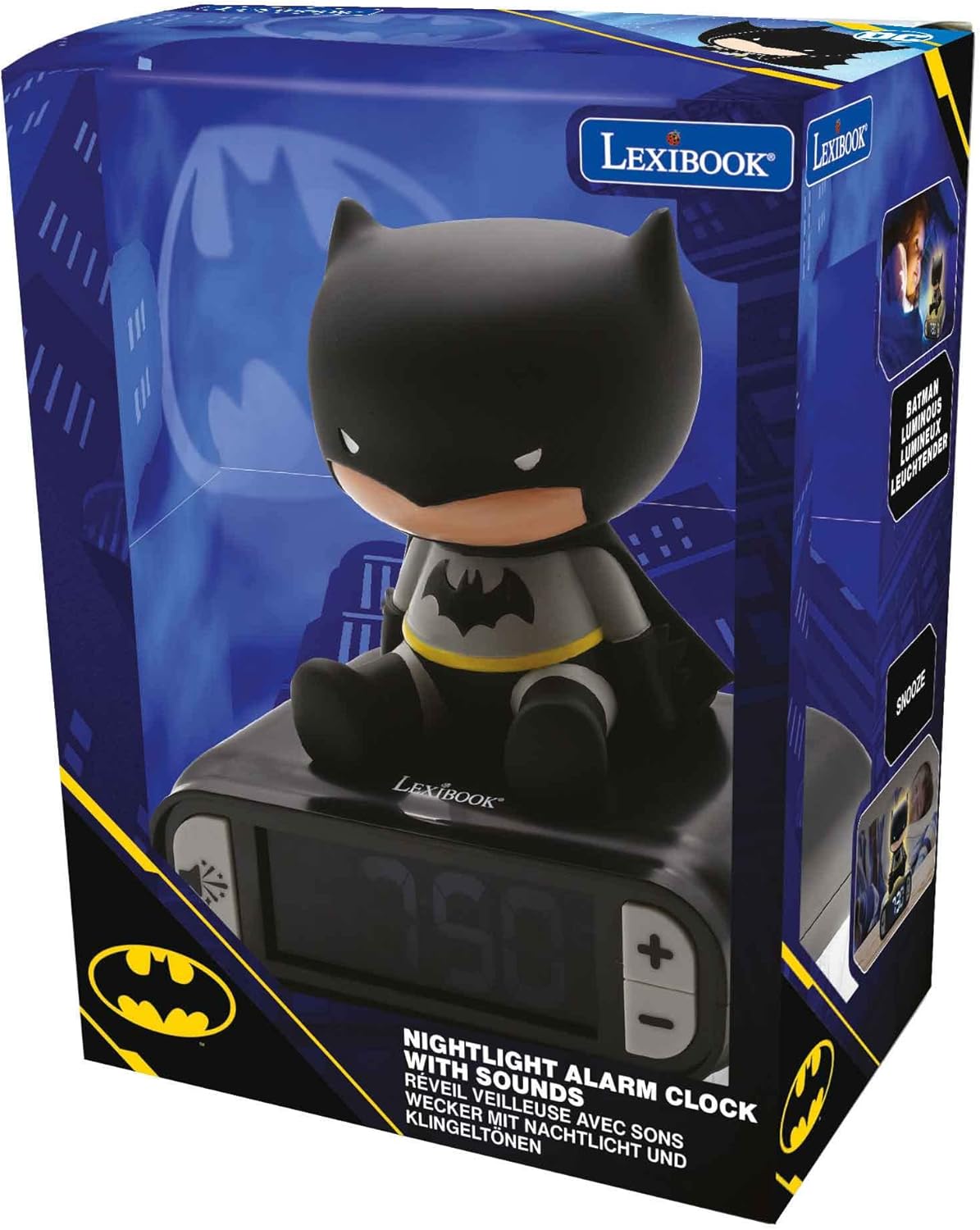 LEXiBOOK - Batman Digital Alarm Clock for Kids with Night Light Snooze, Childrens Clock, Luminous Batman, Black Colour - RL800BAT