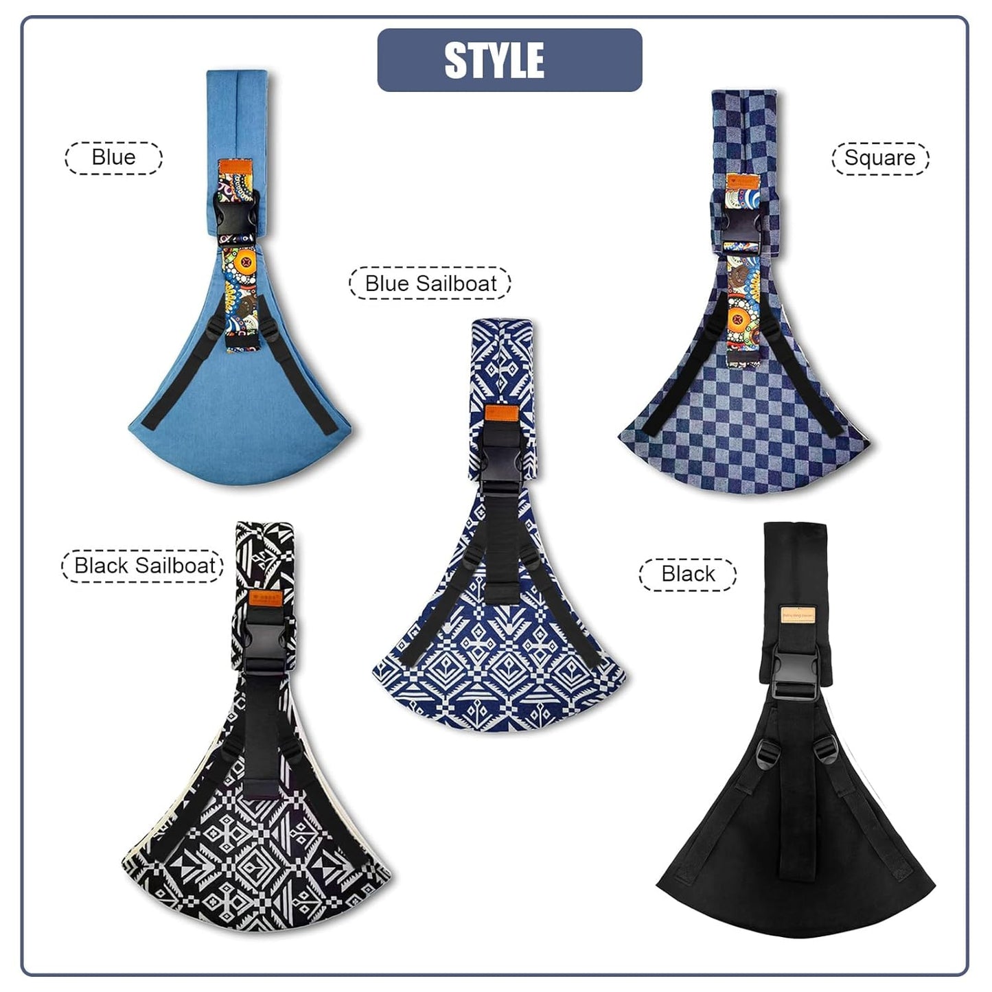 Baby Sling Carrier 2025 Baby Carrier Newborn to Toddler Sling Lightweight Baby Carrier Sling with Adjustable Straps Toddler Carrier Baby Wrap Sling for 10-30 lbs(Black Sailboat)