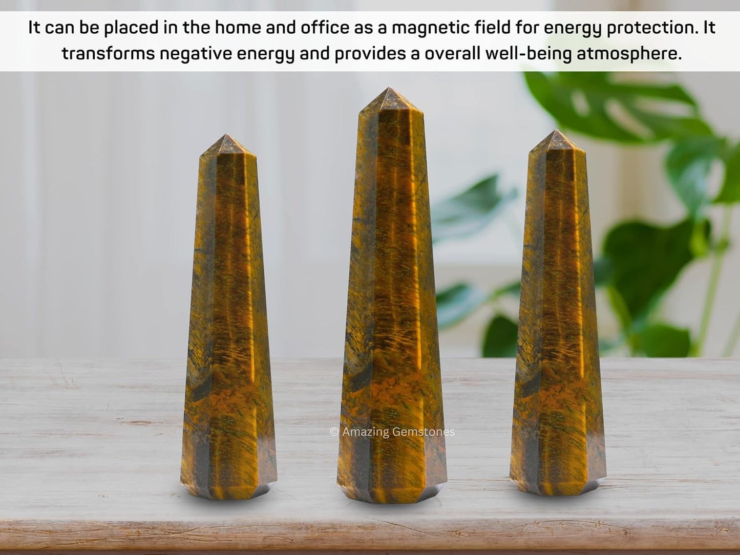 Amazing Gemstone Tiger Eye Crystal Towers, Natural Healing Crystal Point Obelisk for Reiki Healing and Crystal Grid (3 Inch)