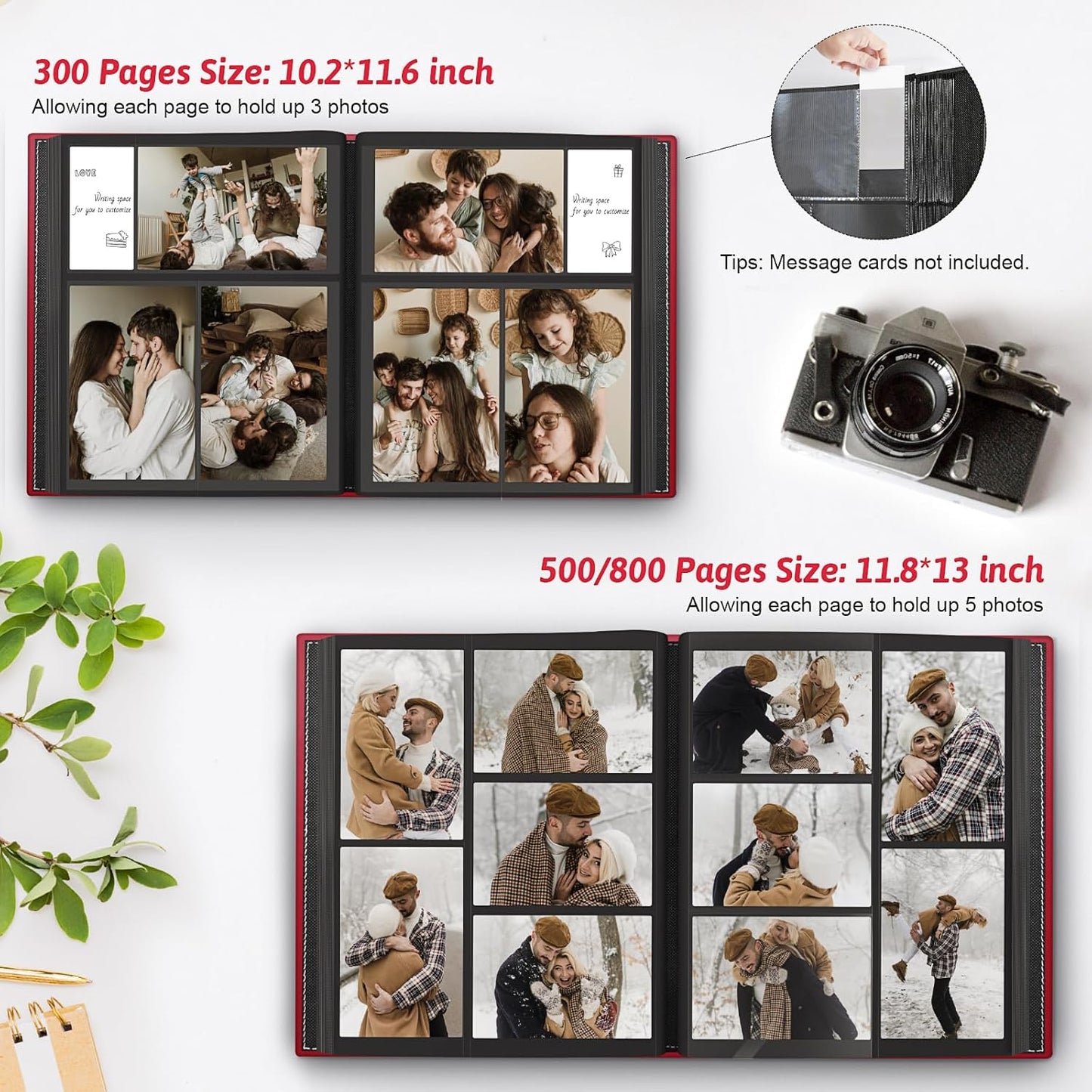 Popotop Photo Album 4x6 800 Pockets with Leather Hardcover Cover, Large Photo Album Binder Book with 80Pcs Pages for Family Travel Wedding Baby Gifts