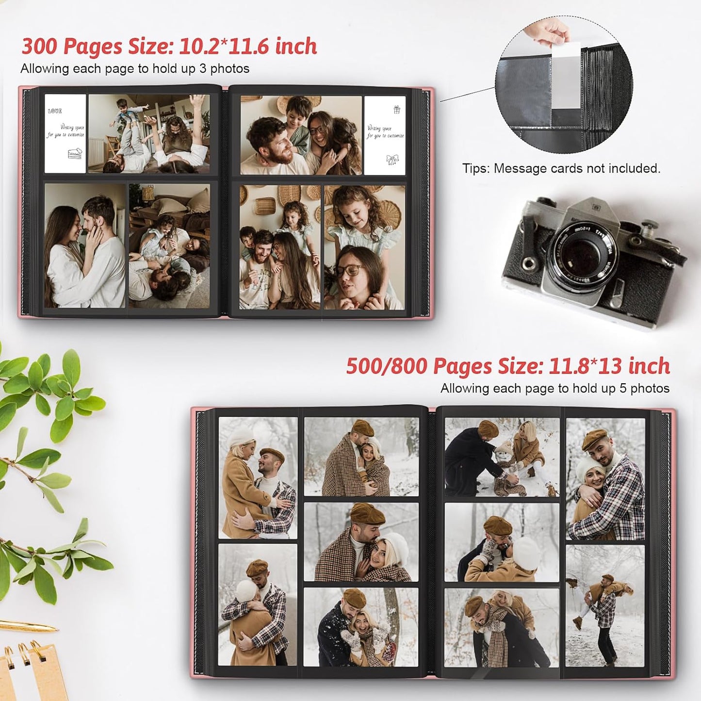 Popotop Photo Album 4x6 800 Pockets with Leather Hardcover Cover, Large Photo Album Binder Book with 80Pcs Pages for Family Travel Wedding Baby Gifts