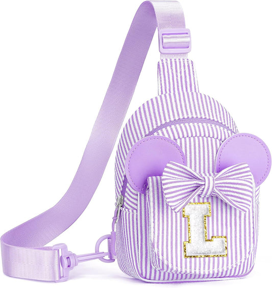 Kids Cross Body Bag, Birthday Gifts for 3 4 5 6 7 8 9 Year Old Girls Gift, Small Sling Bags for Girls Kid Daughter Birthday Gift for Kids Girl Monogram Small Belt Bag (Purple L)
