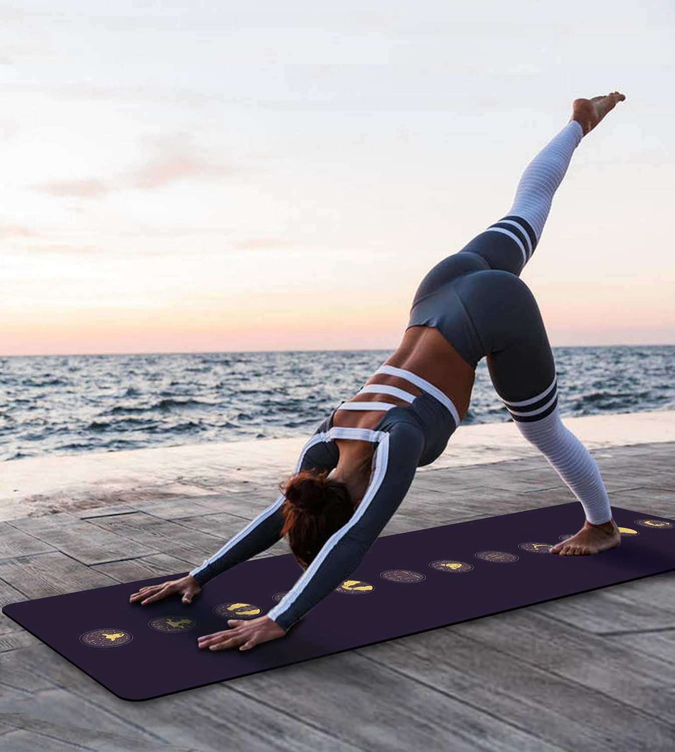 Non Slip Yoga Mat TPE Workout Mat for Men Women, Thick Workout Mat with Carrying Strap, Fitness Mats for Exercise, Yoga, Fitness, Pilates, Floor Workouts (72" x 24" x 6mm)