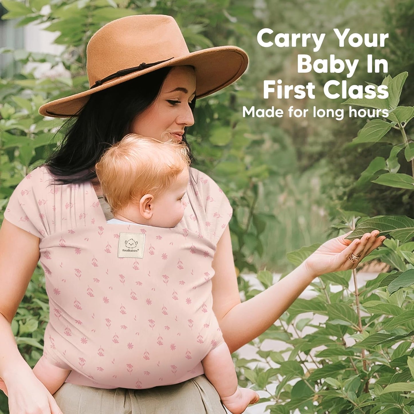 KeaBabies Baby Wrap Carrier - All in 1 Original Baby Carrier Newborn to Toddler Sling, Easy to Wear, Hands Free Bonding, Lightweight, Breathable Infant Wraps (Pink Daisies)